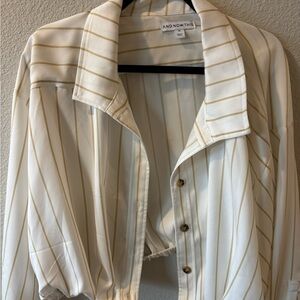 And Now This Women's White Striped Button Down Shirt